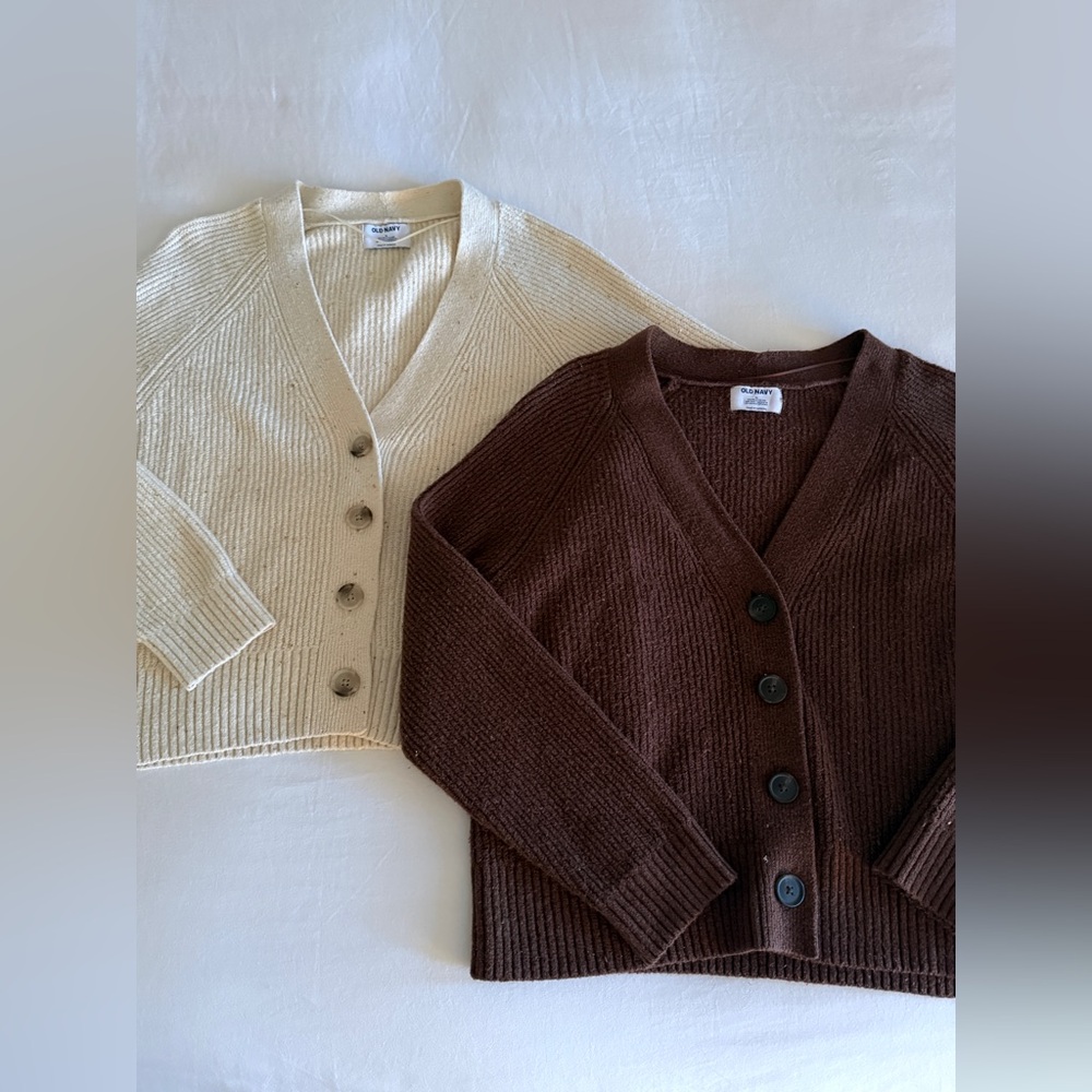 Old Navy Cream and Brown Cardigan Set